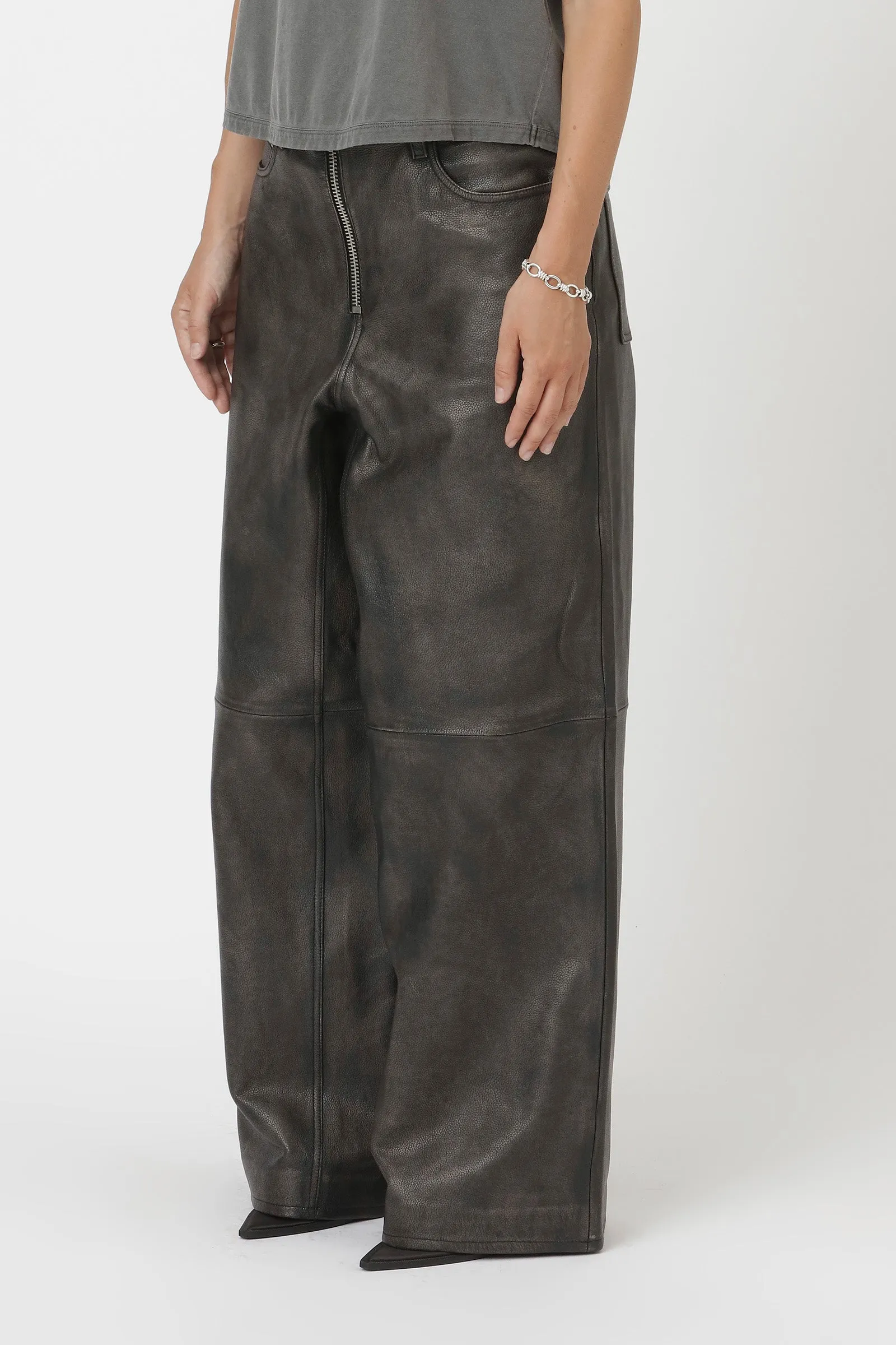 Emerie Zip Leather - Black