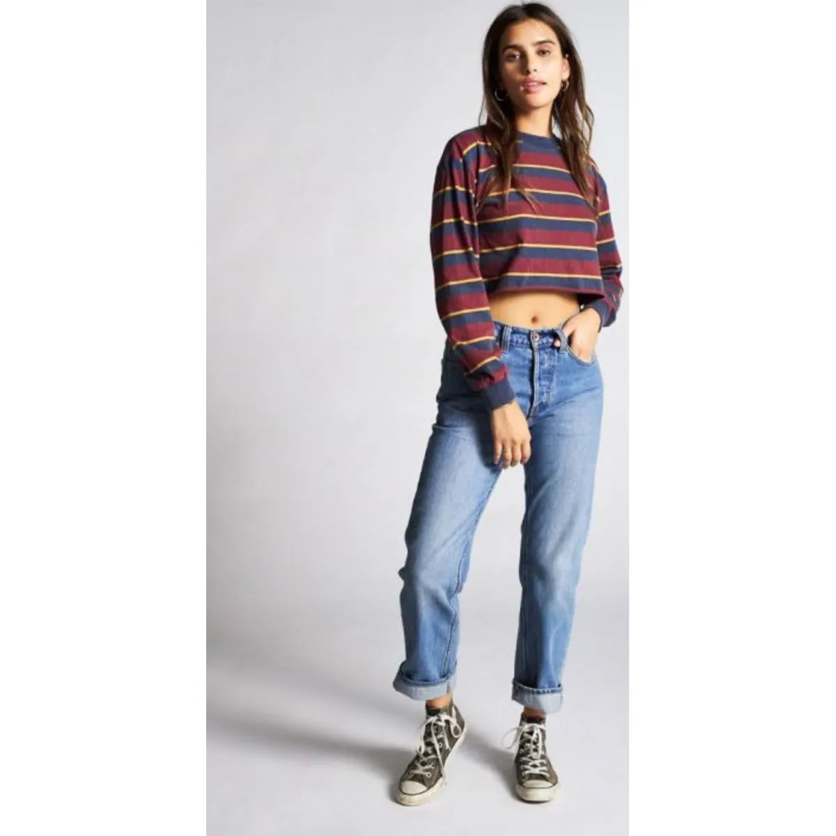 EMILY L/S CROP TEE - NAVY