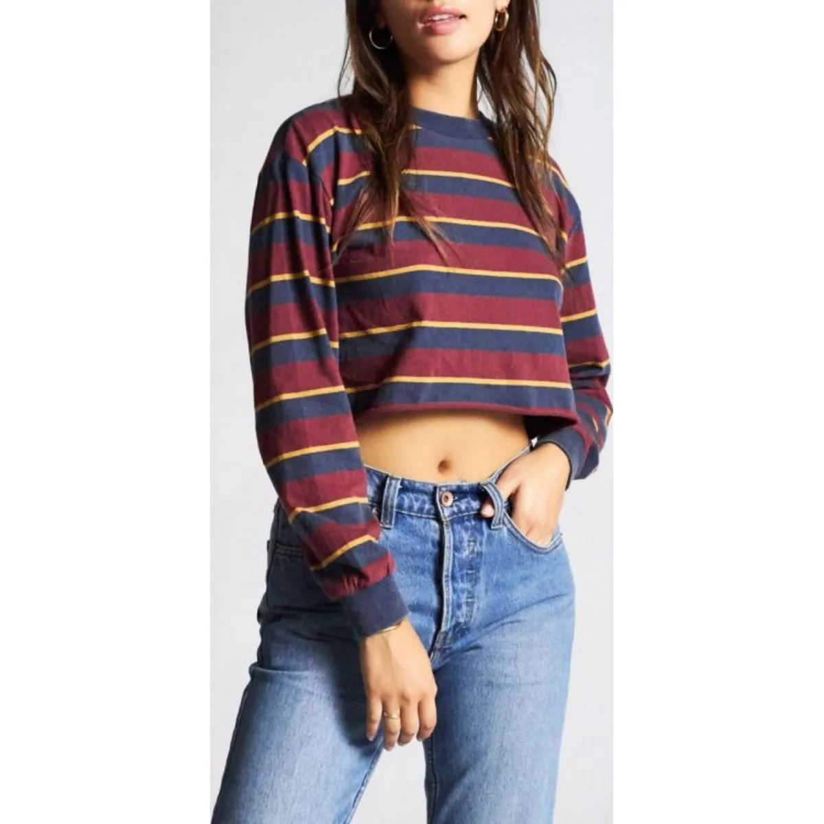 EMILY L/S CROP TEE - NAVY
