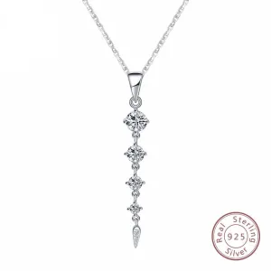 Ethnic 925 Sterling Silver Long Leaf Shape Women's Pendant Necklace