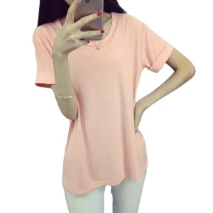 fashion Women's Clothes Shirt O-neck Her boyfriend wind edge pure color