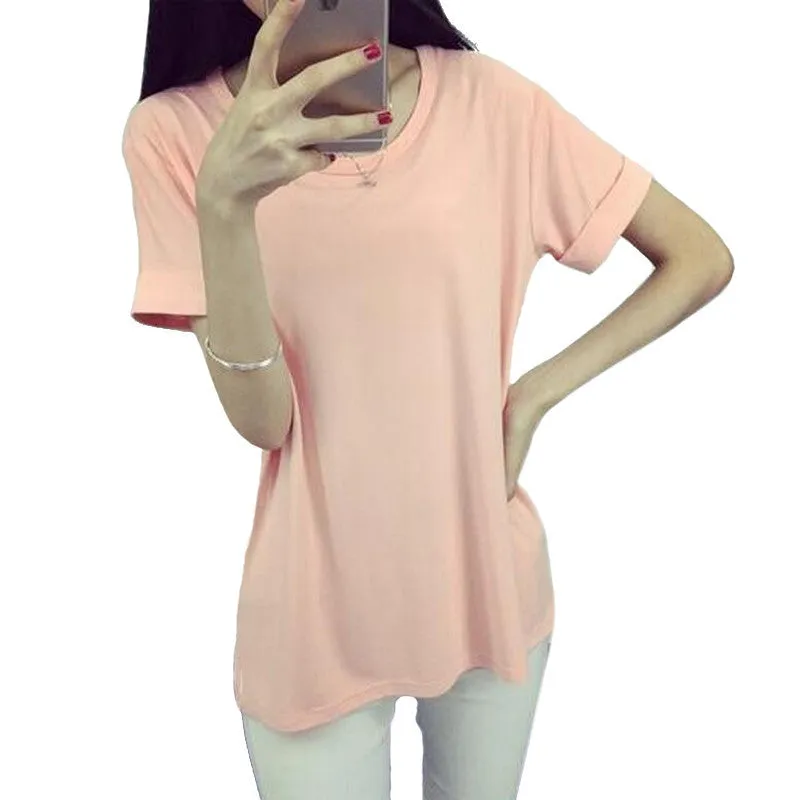 fashion Women's Clothes Shirt O-neck Her boyfriend wind edge pure color