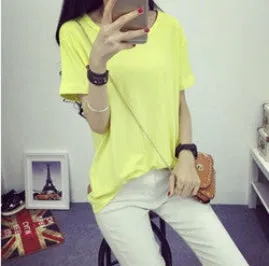 fashion Women's Clothes Shirt O-neck Her boyfriend wind edge pure color