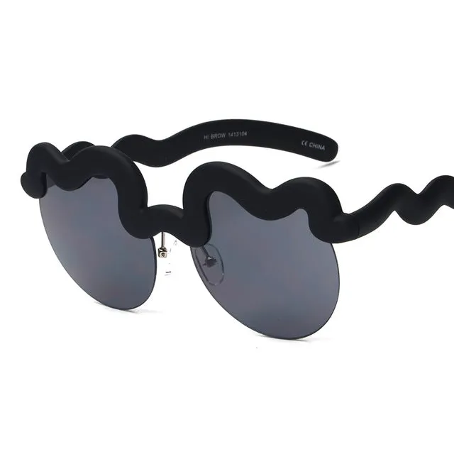 Fashion Women's Semi-Rimless Summer Sunglasses -White Blue,Orange Gray,Pink Gray,Black,Yellow Silver