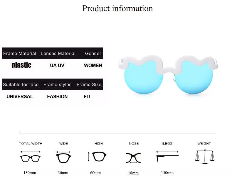 Fashion Women's Semi-Rimless Summer Sunglasses -White Blue,Orange Gray,Pink Gray,Black,Yellow Silver