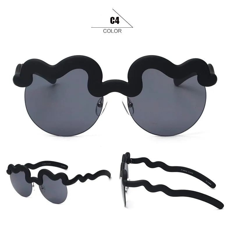 Fashion Women's Semi-Rimless Summer Sunglasses -White Blue,Orange Gray,Pink Gray,Black,Yellow Silver