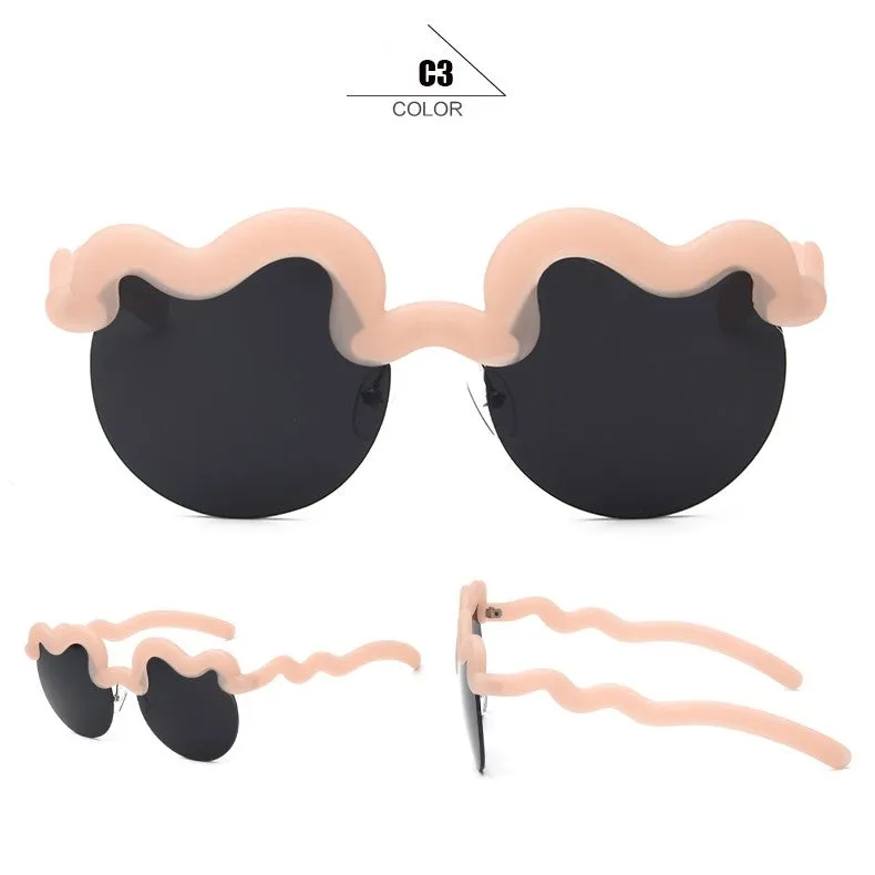 Fashion Women's Semi-Rimless Summer Sunglasses -White Blue,Orange Gray,Pink Gray,Black,Yellow Silver