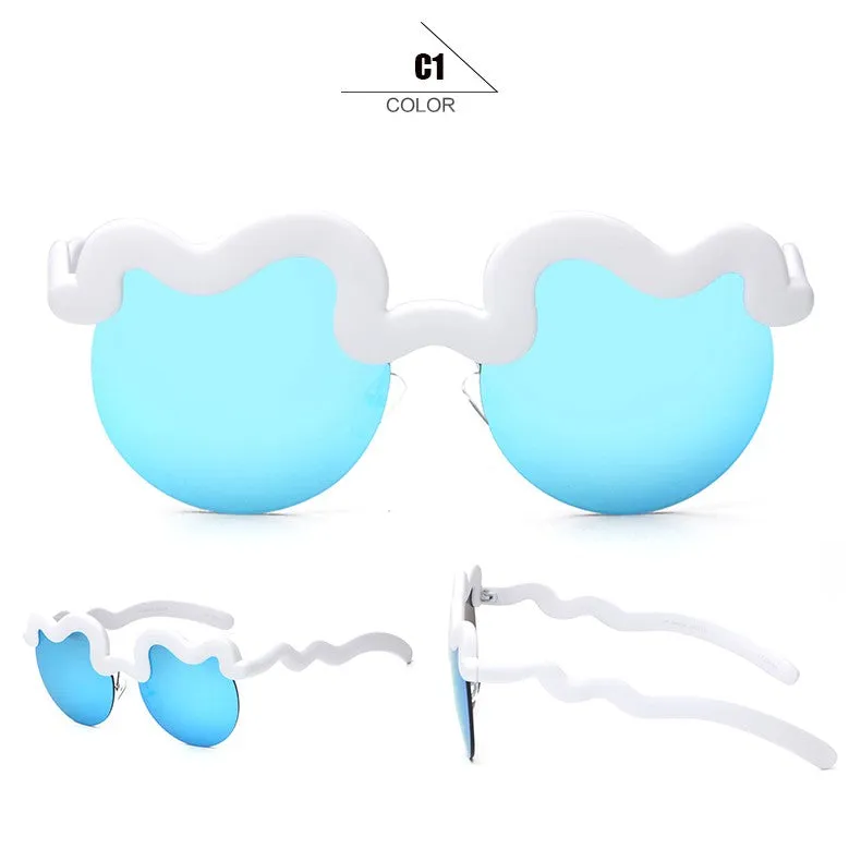 Fashion Women's Semi-Rimless Summer Sunglasses -White Blue,Orange Gray,Pink Gray,Black,Yellow Silver