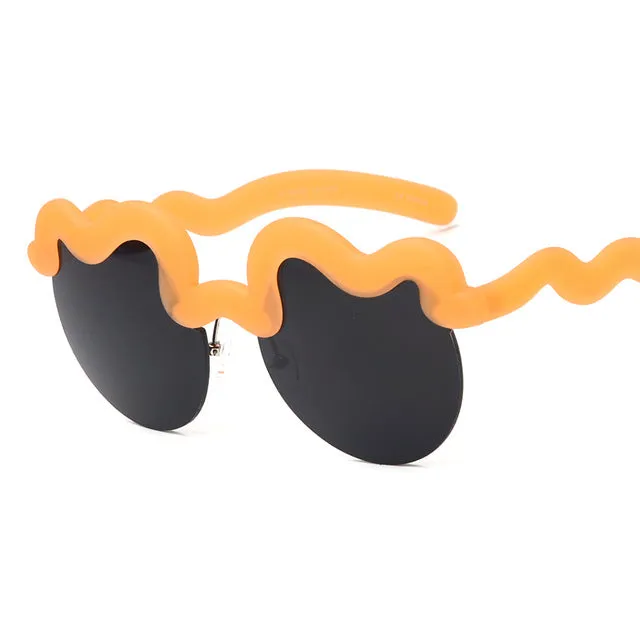 Fashion Women's Semi-Rimless Summer Sunglasses -White Blue,Orange Gray,Pink Gray,Black,Yellow Silver