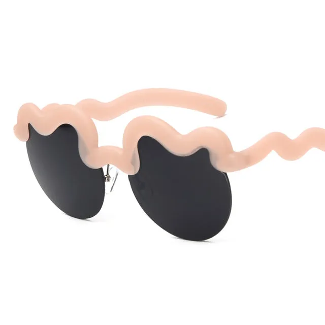 Fashion Women's Semi-Rimless Summer Sunglasses -White Blue,Orange Gray,Pink Gray,Black,Yellow Silver