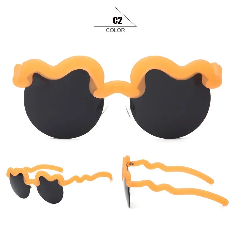 Fashion Women's Semi-Rimless Summer Sunglasses -White Blue,Orange Gray,Pink Gray,Black,Yellow Silver