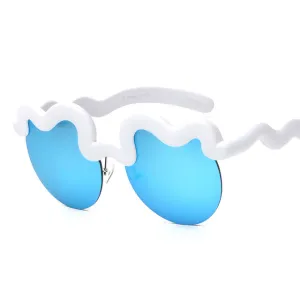 Fashion Women's Semi-Rimless Summer Sunglasses -White Blue,Orange Gray,Pink Gray,Black,Yellow Silver