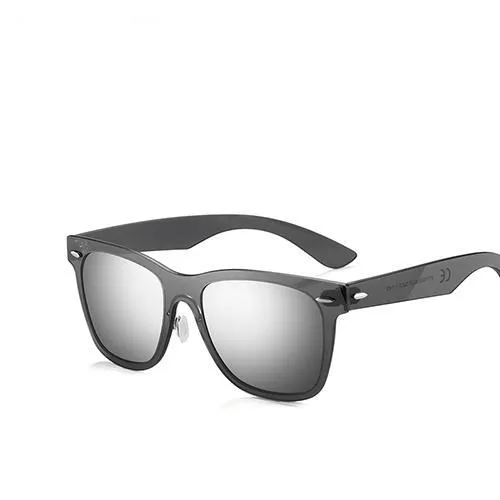 Flat Lens Rimless Square Frame Polarized Sunglasses - Blue,Pink