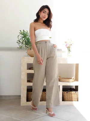 Front Pleated Wide Leg Pant
