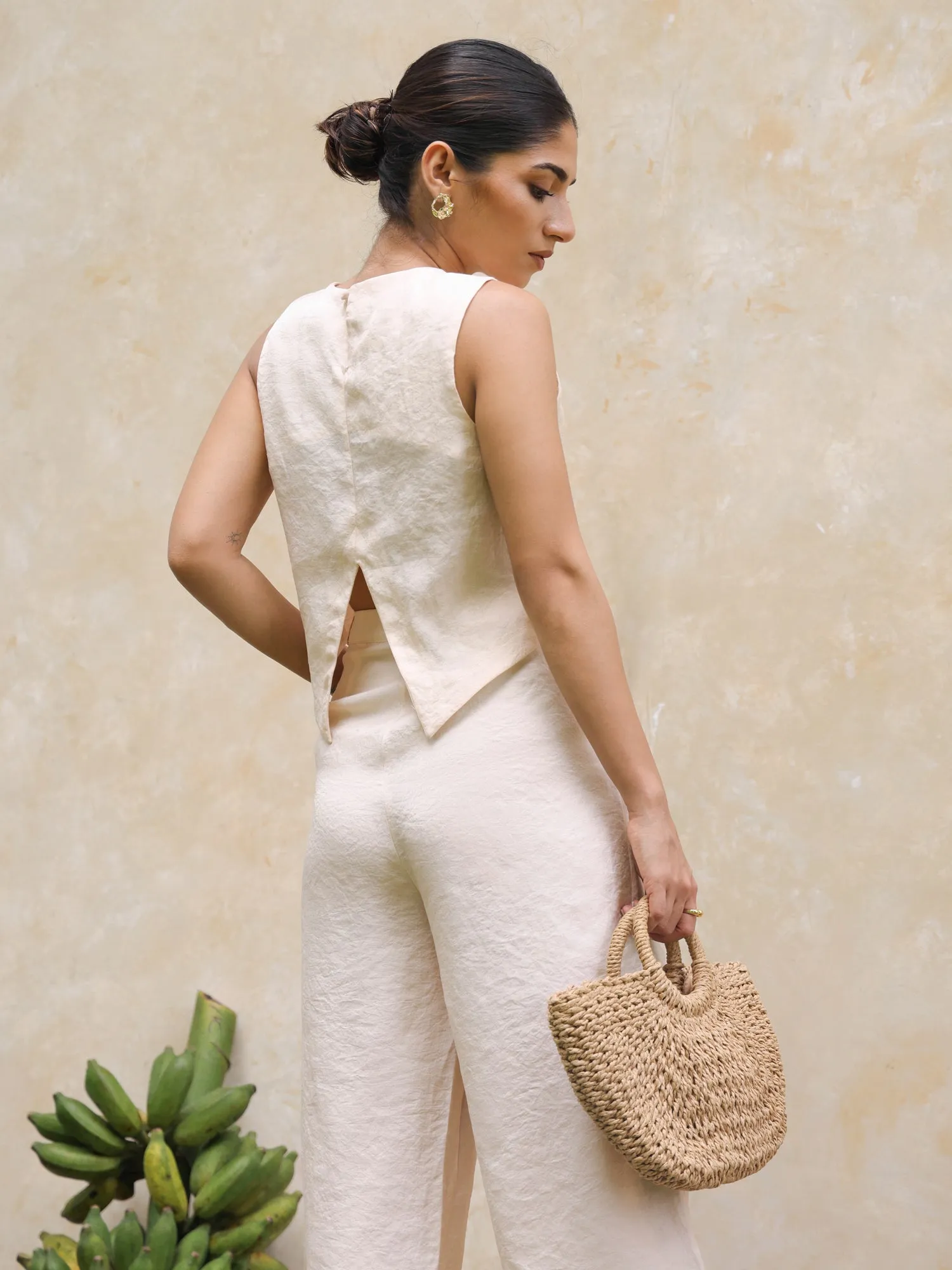 Front Pleated Wide Leg Pant