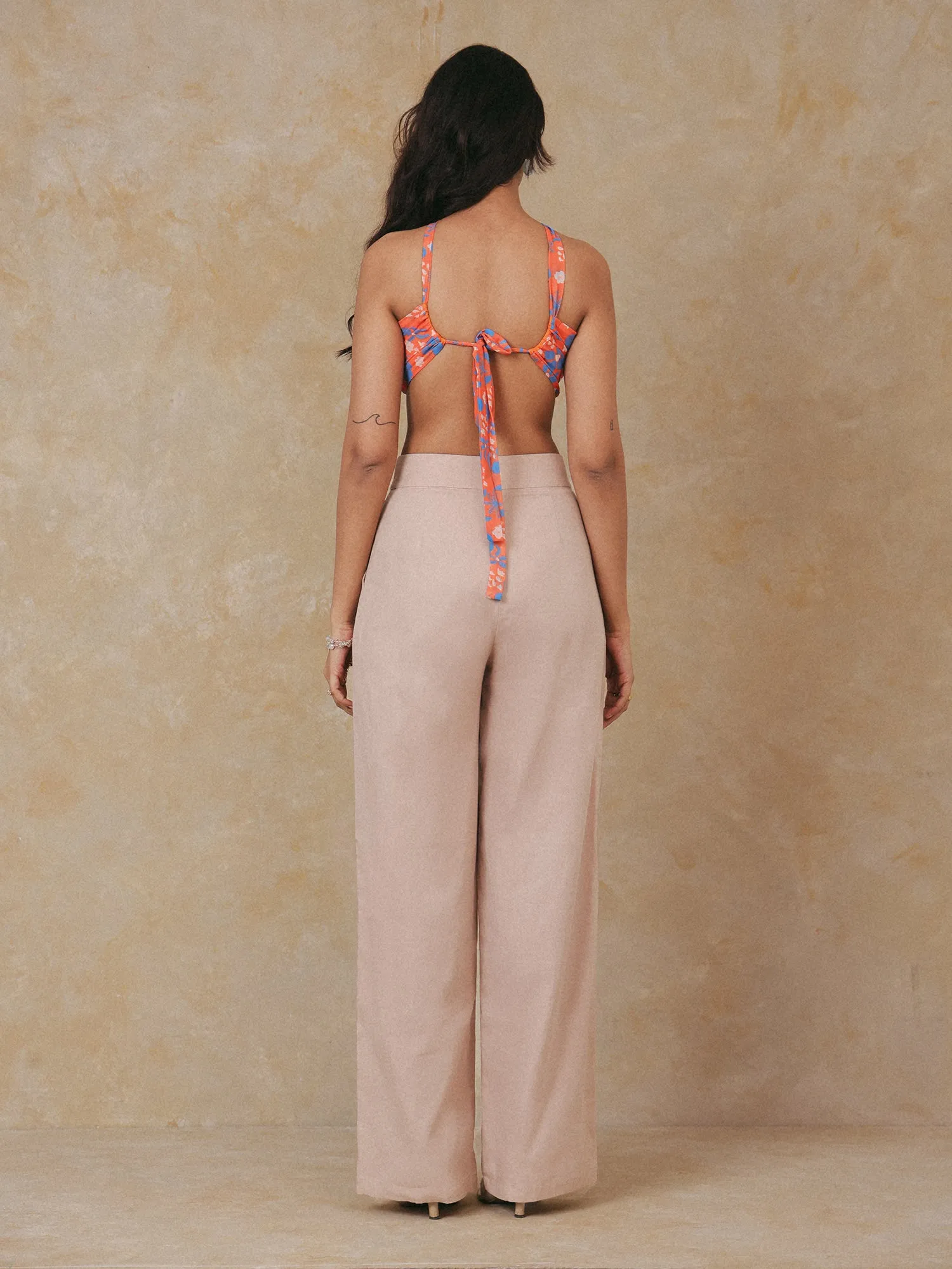 Front Pleated Wide Leg Pant