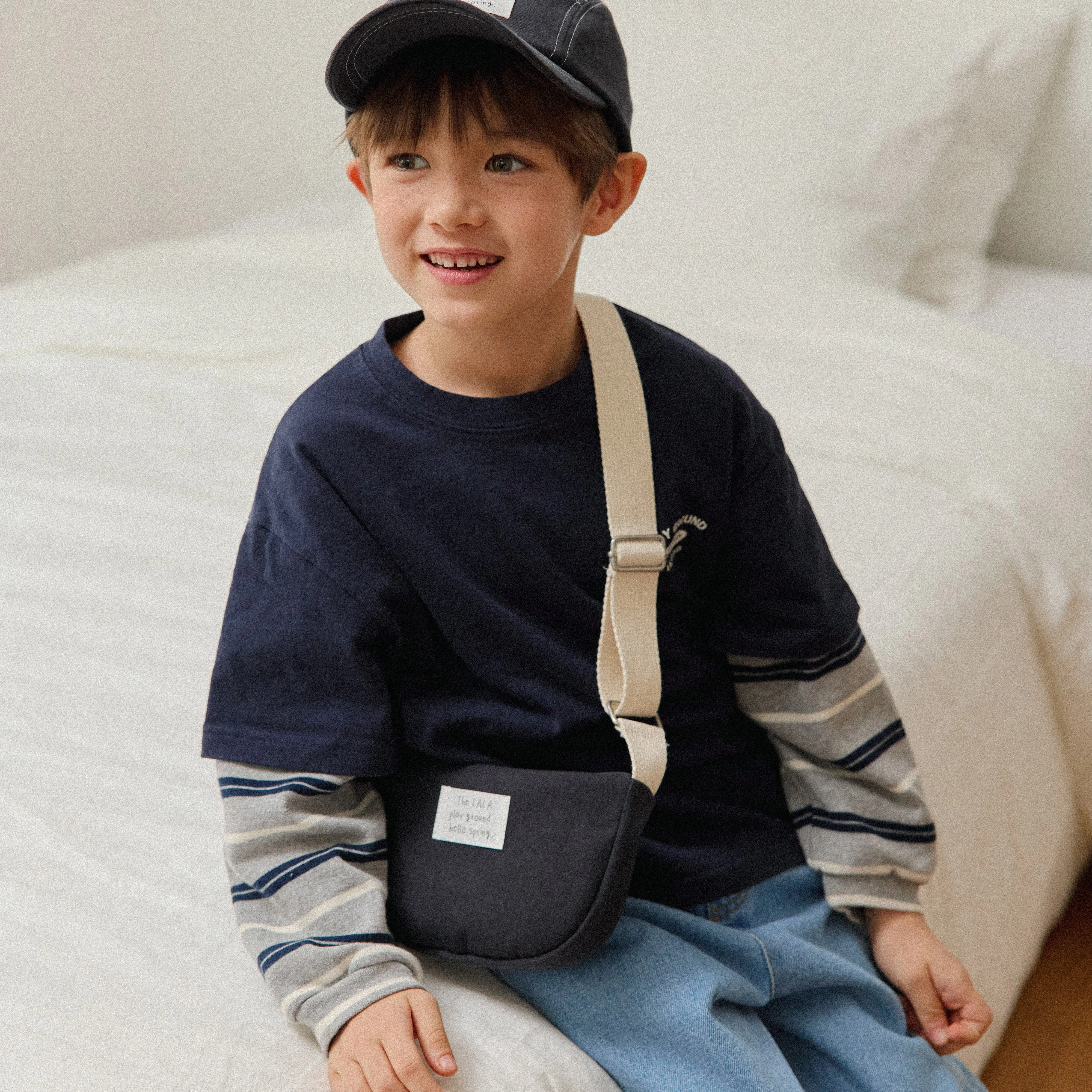 Girls & Boys Layered LS Tee - Navy