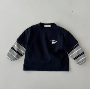 Girls & Boys Layered LS Tee - Navy