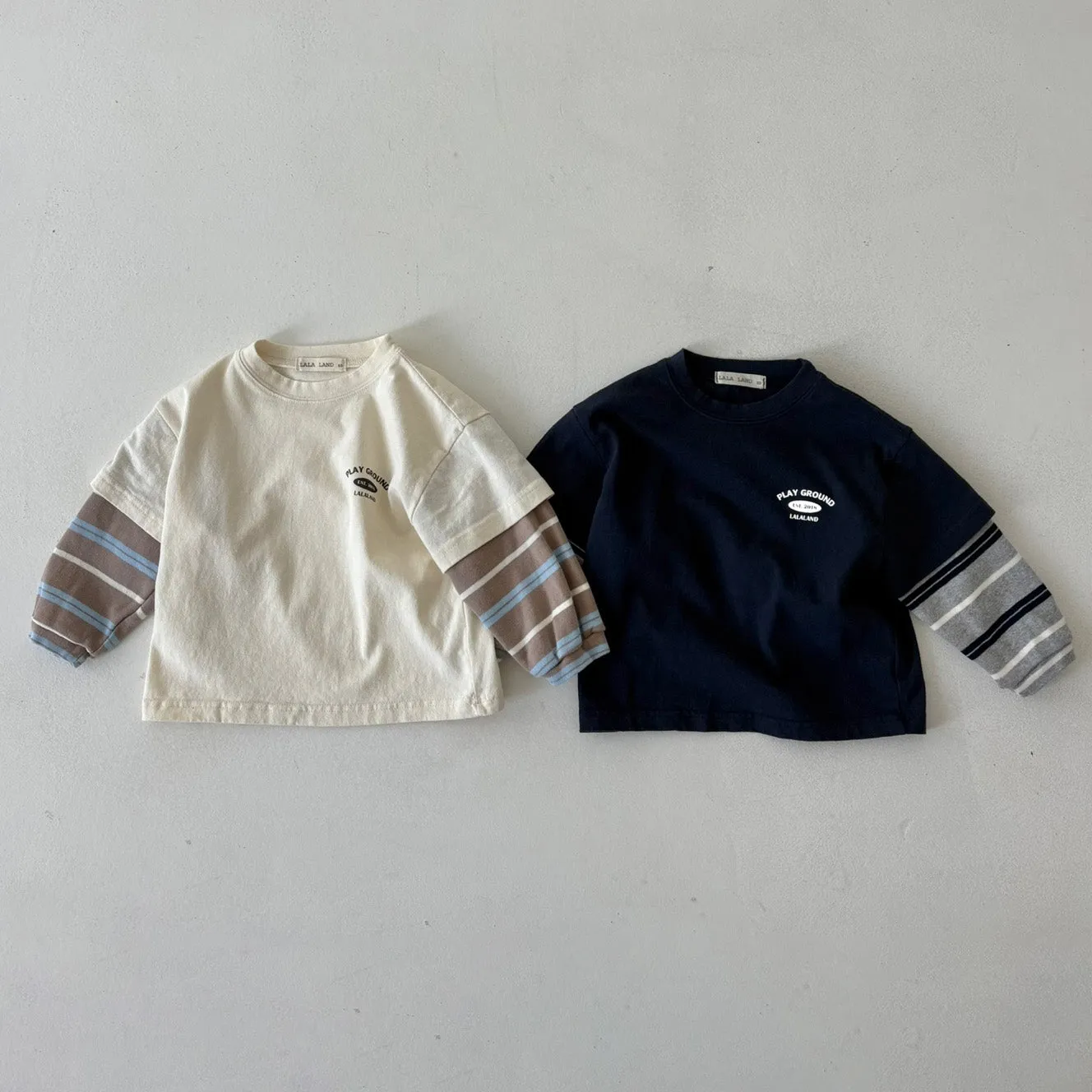 Girls & Boys Layered LS Tee - Navy