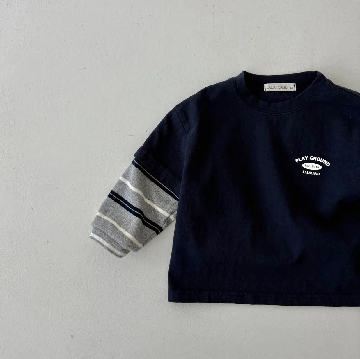 Girls & Boys Layered LS Tee - Navy