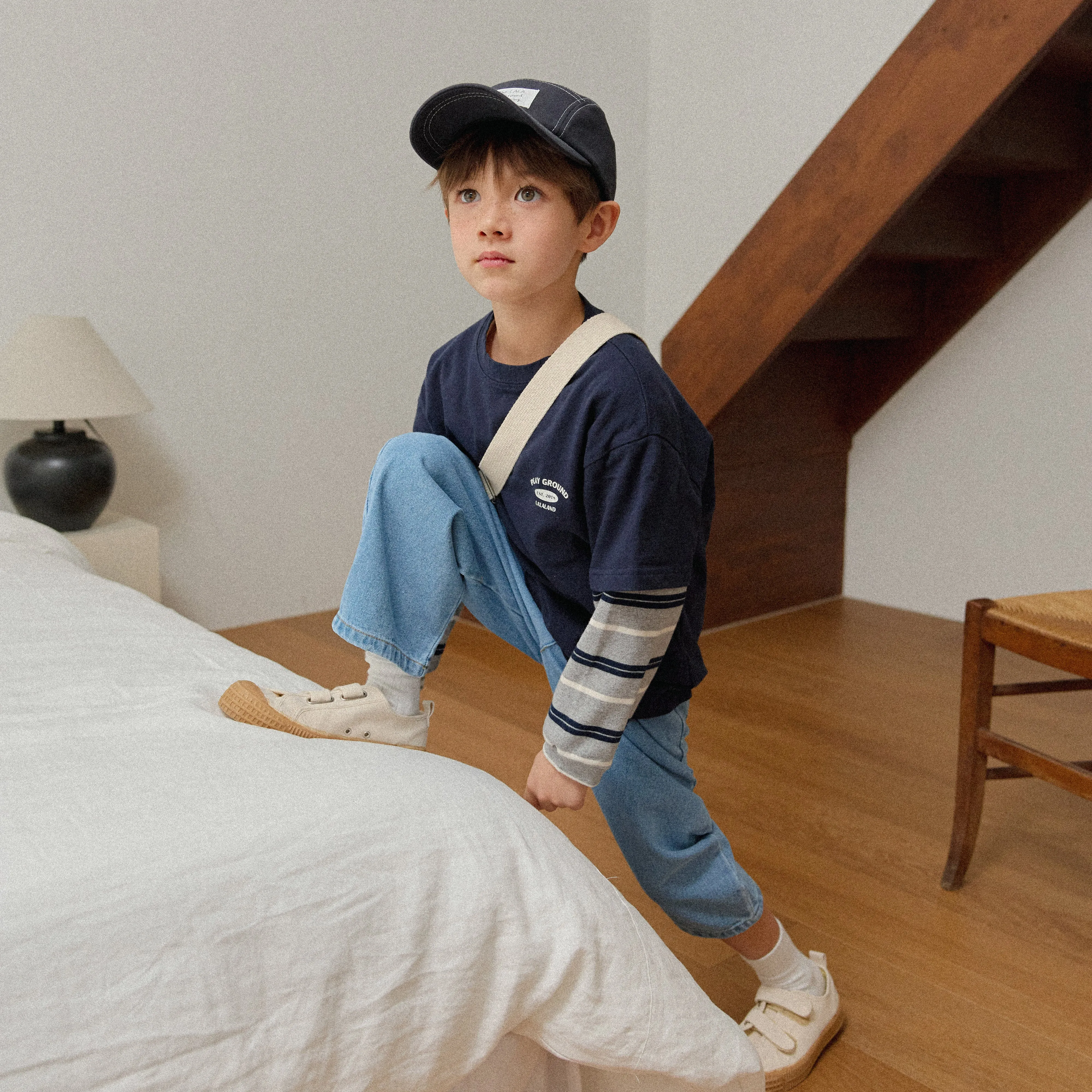 Girls & Boys Layered LS Tee - Navy
