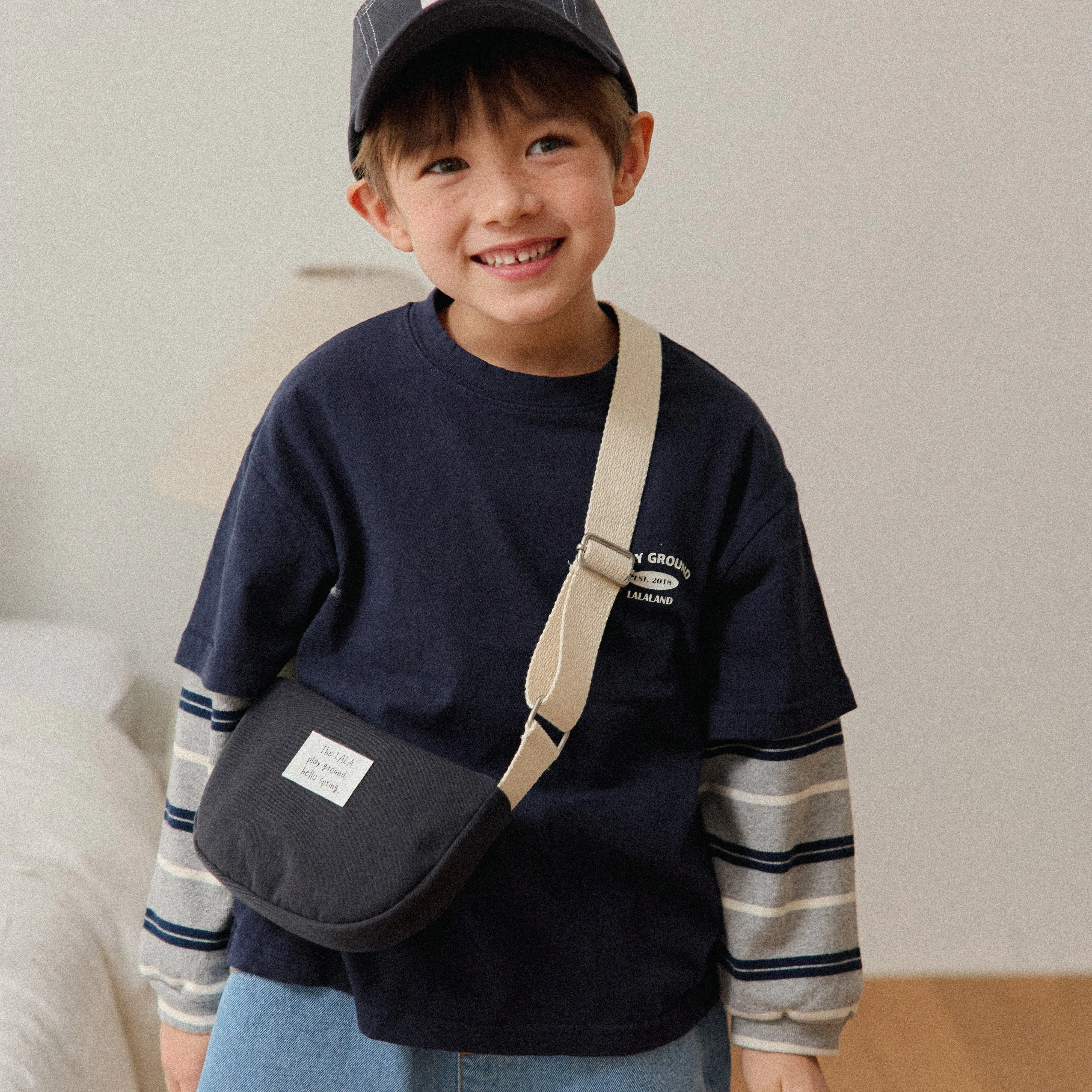 Girls & Boys Layered LS Tee - Navy