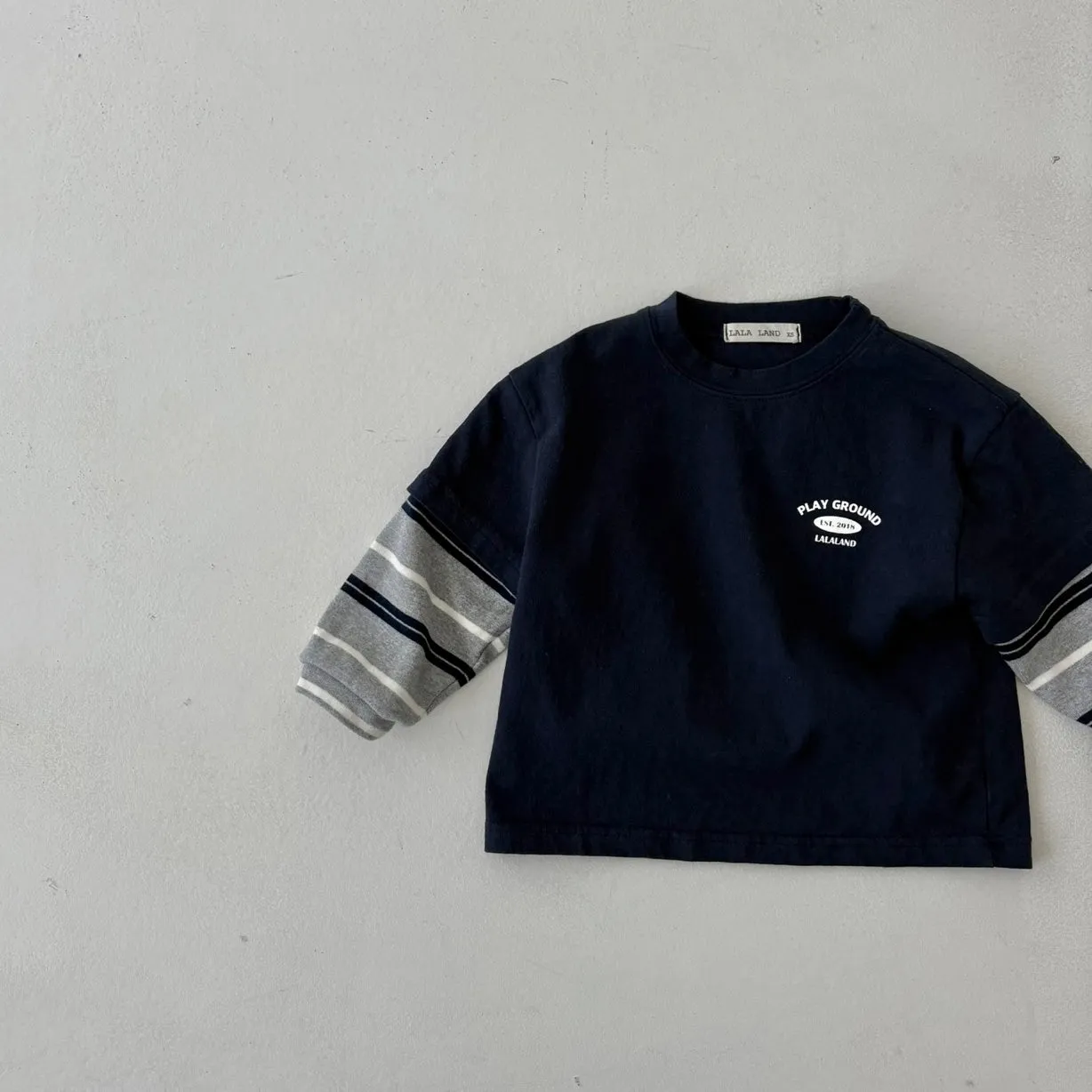 Girls & Boys Layered LS Tee - Navy