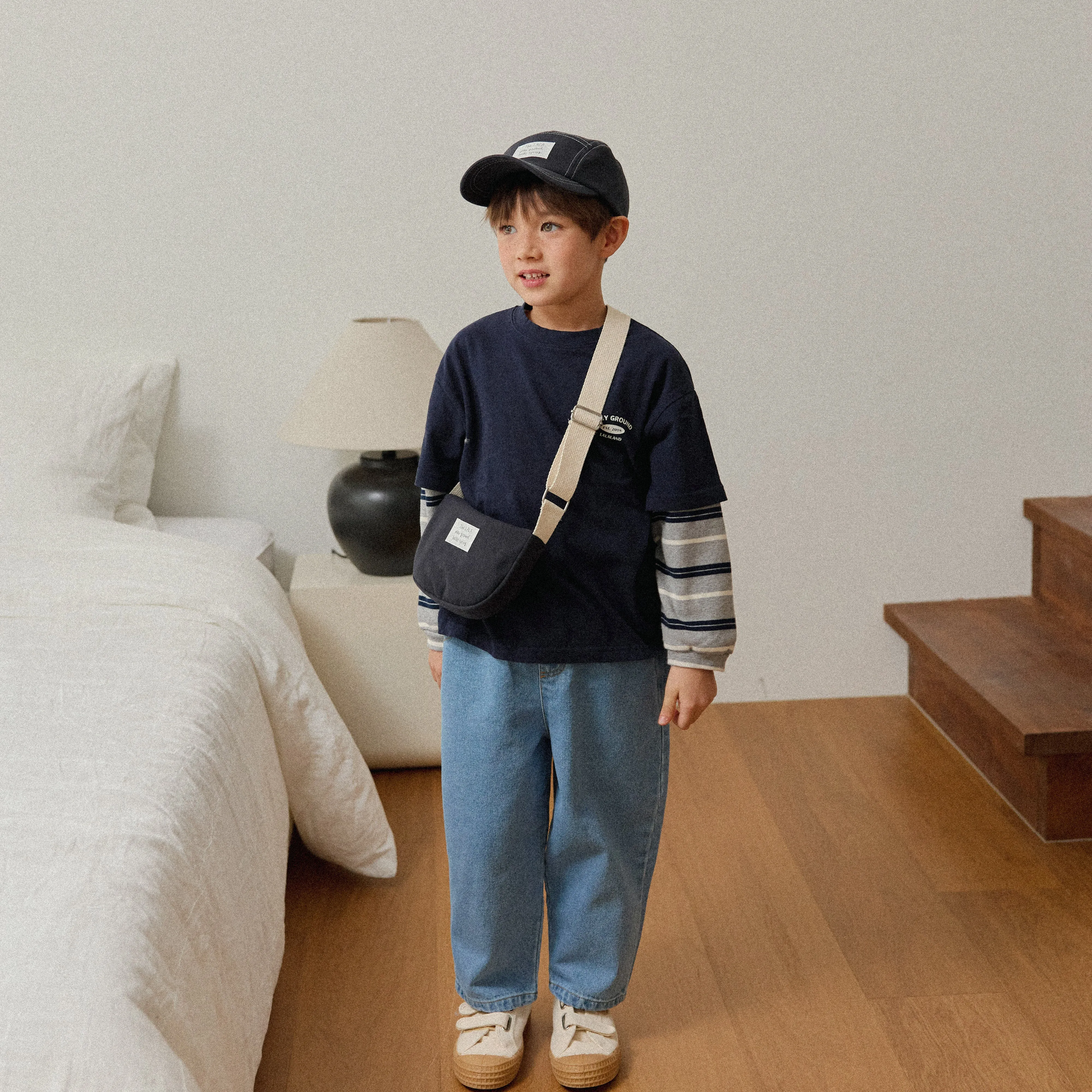 Girls & Boys Layered LS Tee - Navy