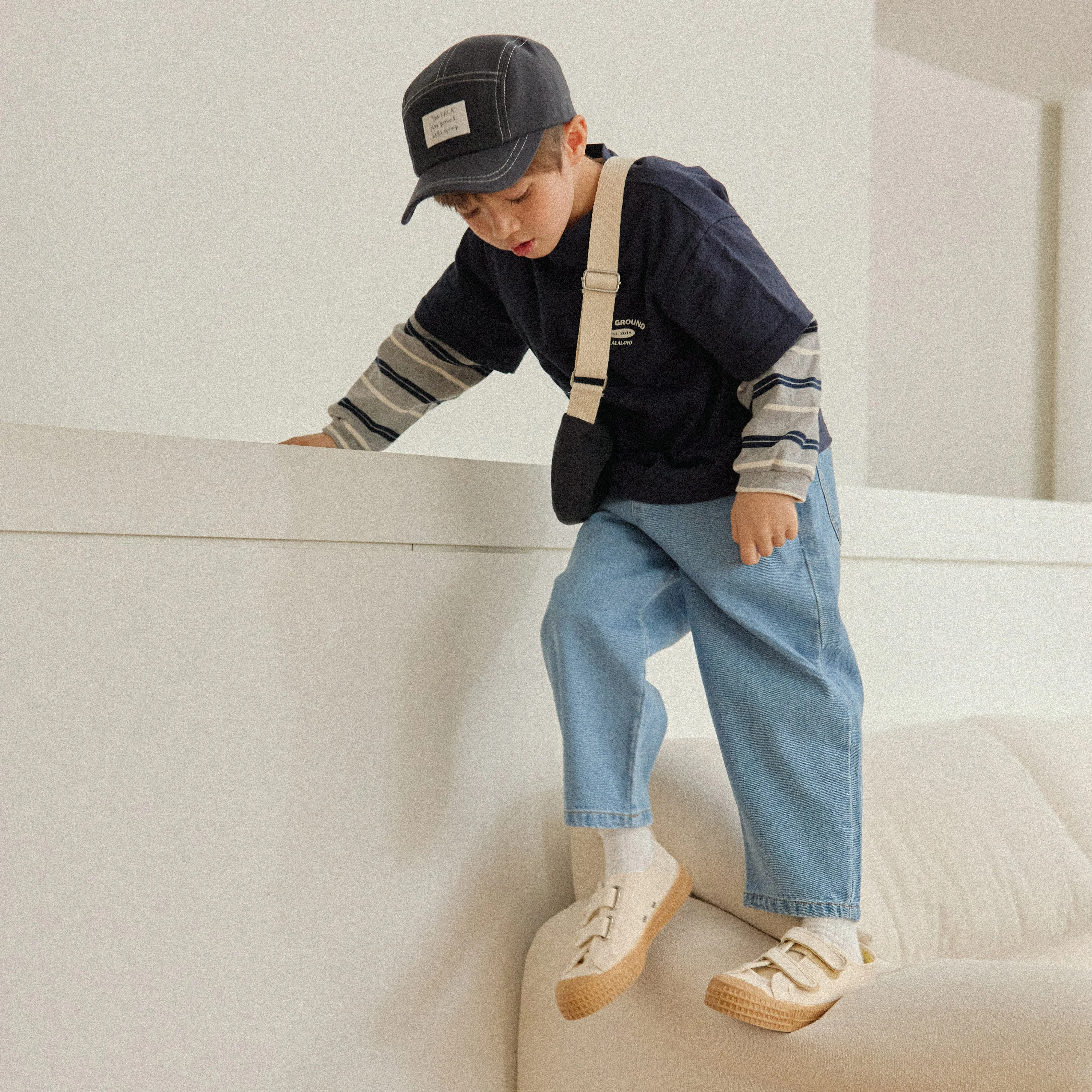 Girls & Boys Layered LS Tee - Navy