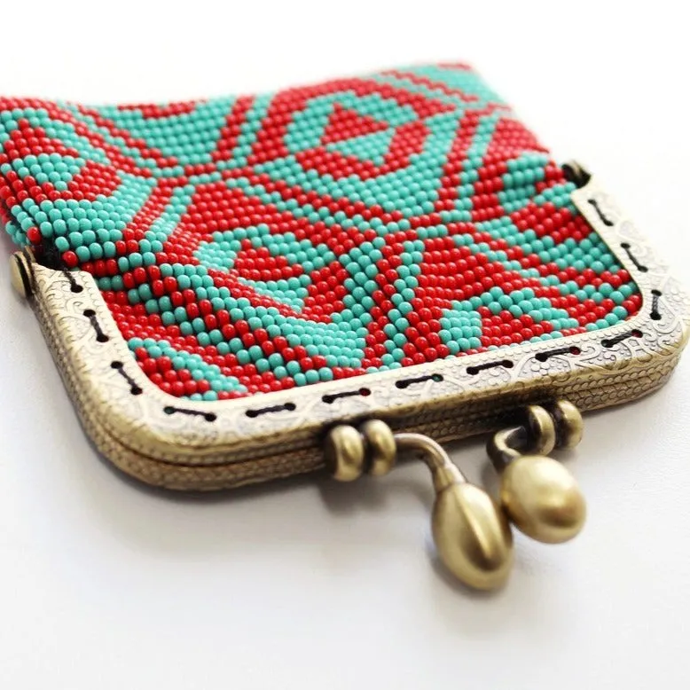 Glass Bead Coin Purse Metal Frame - TEEPEE