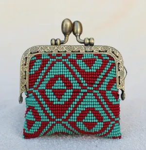 Glass Bead Coin Purse Metal Frame - TEEPEE