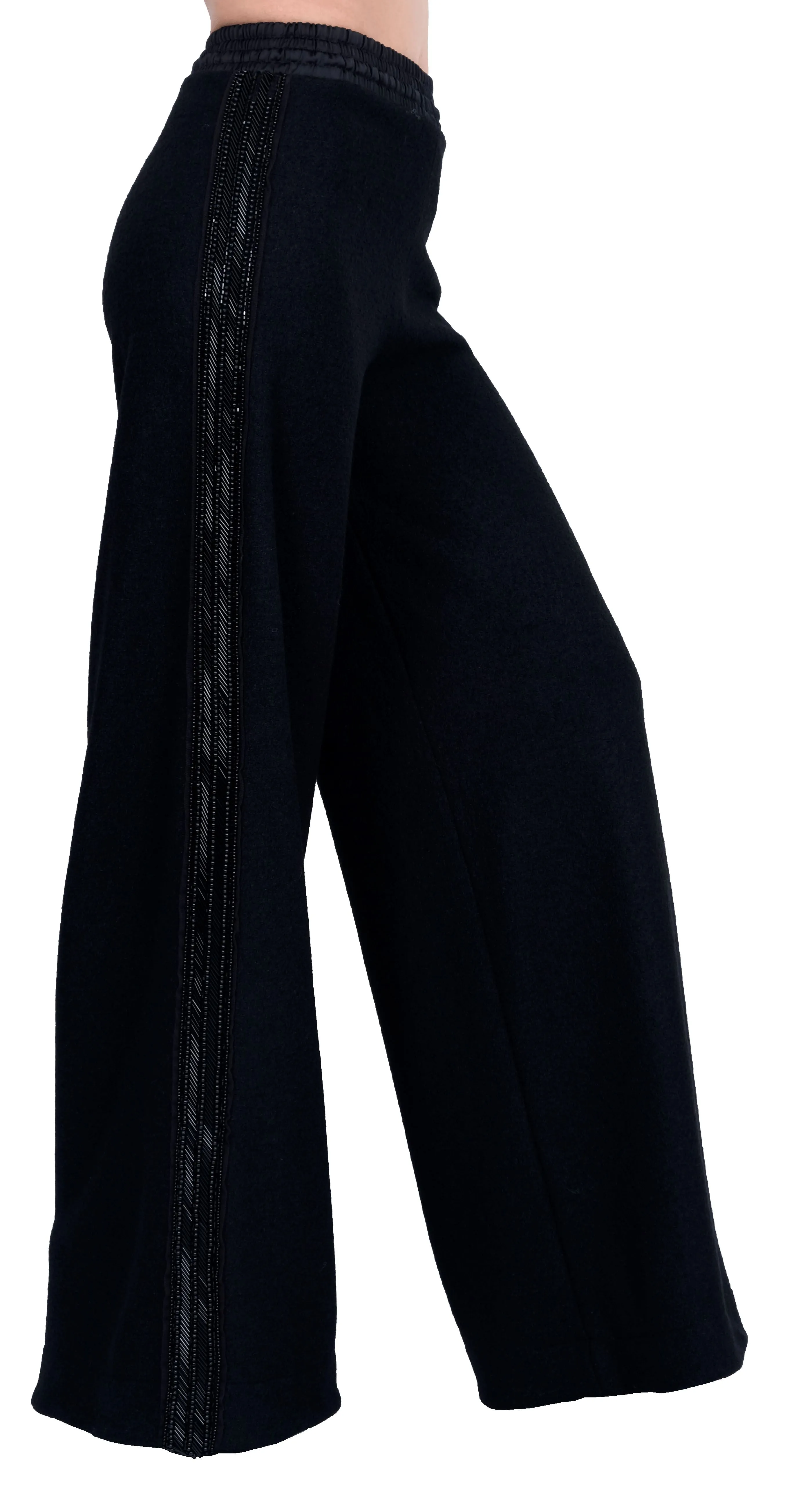 Glass Beaded Side-Stripe Pants