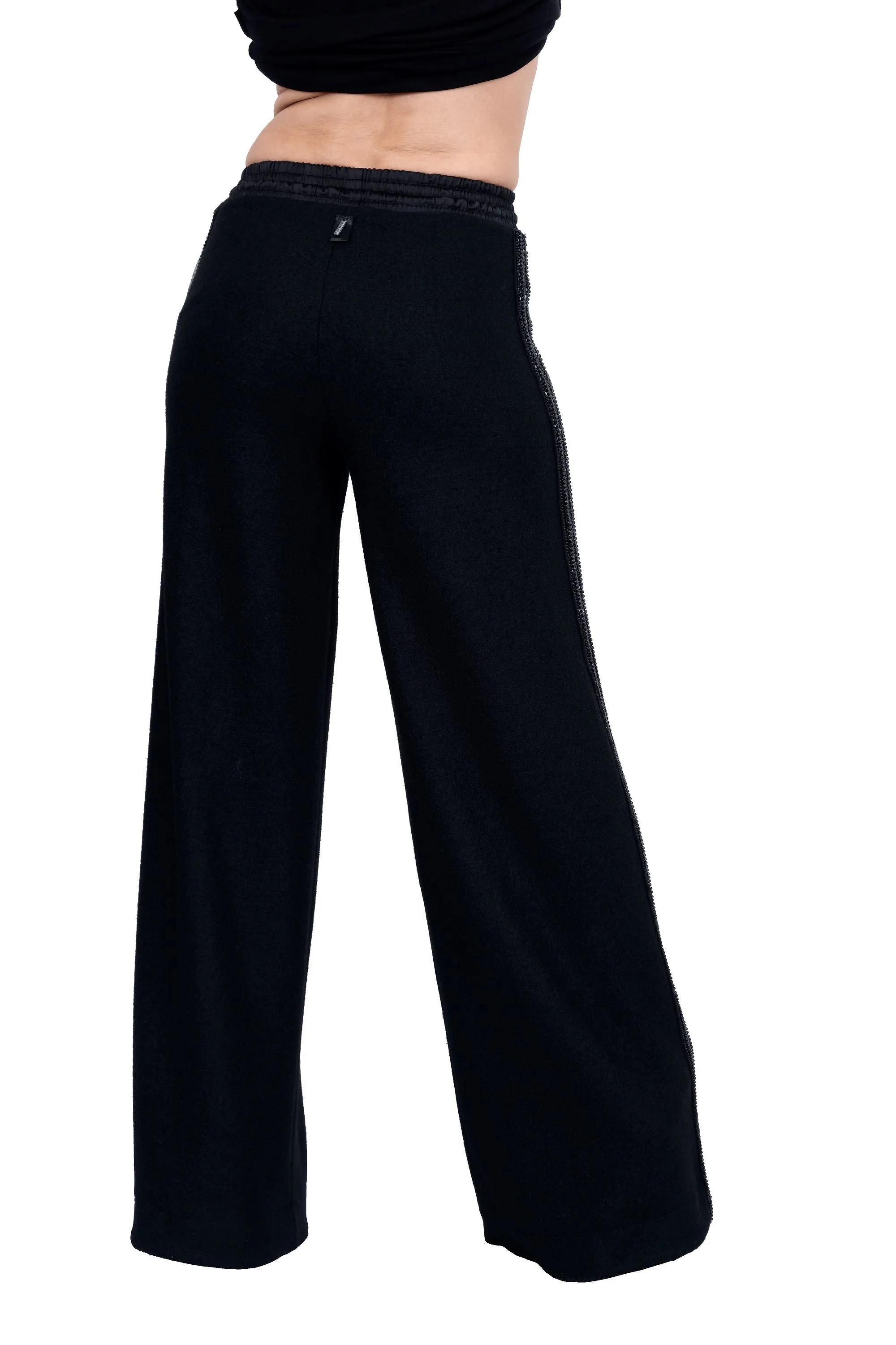 Glass Beaded Side-Stripe Pants