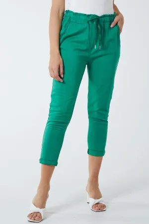 Glitter Drawstring Pocket Panel Trousers