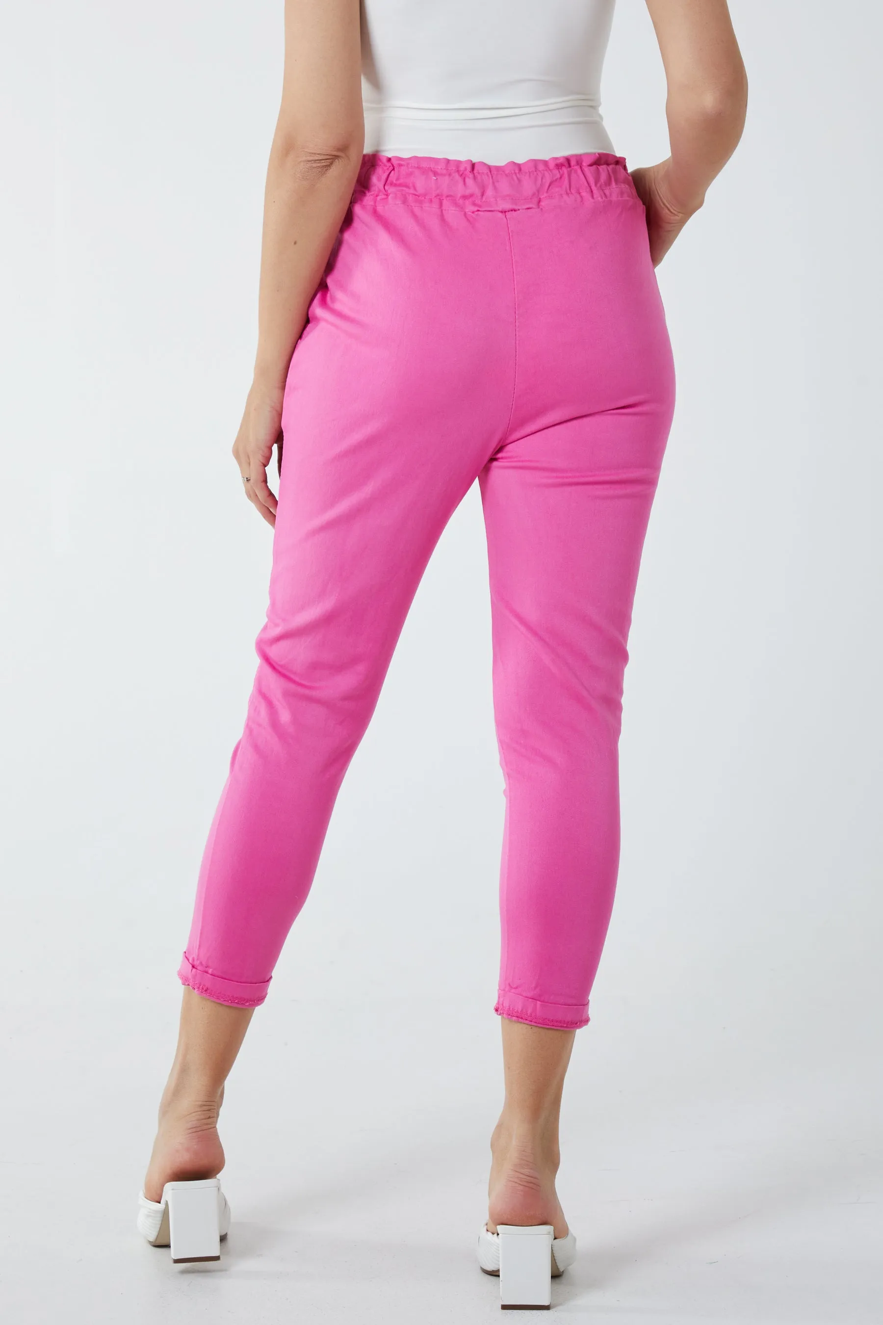 Glitter Drawstring Pocket Panel Trousers