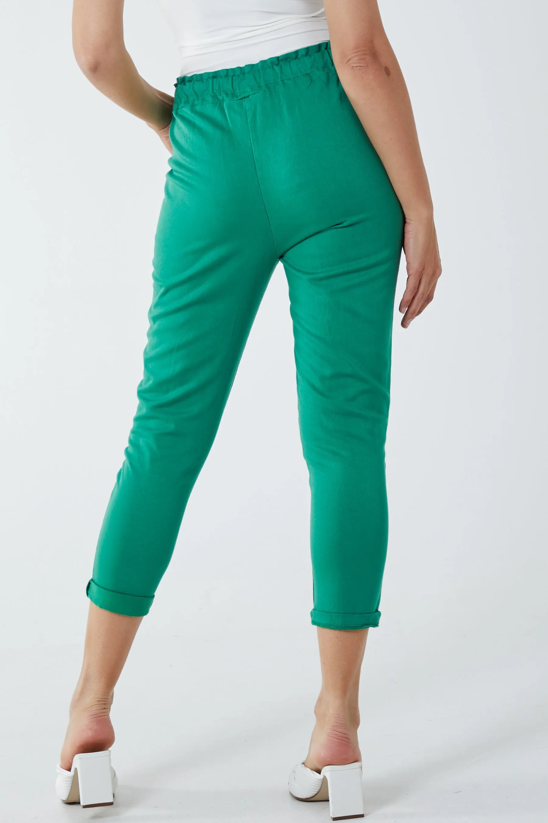 Glitter Drawstring Pocket Panel Trousers