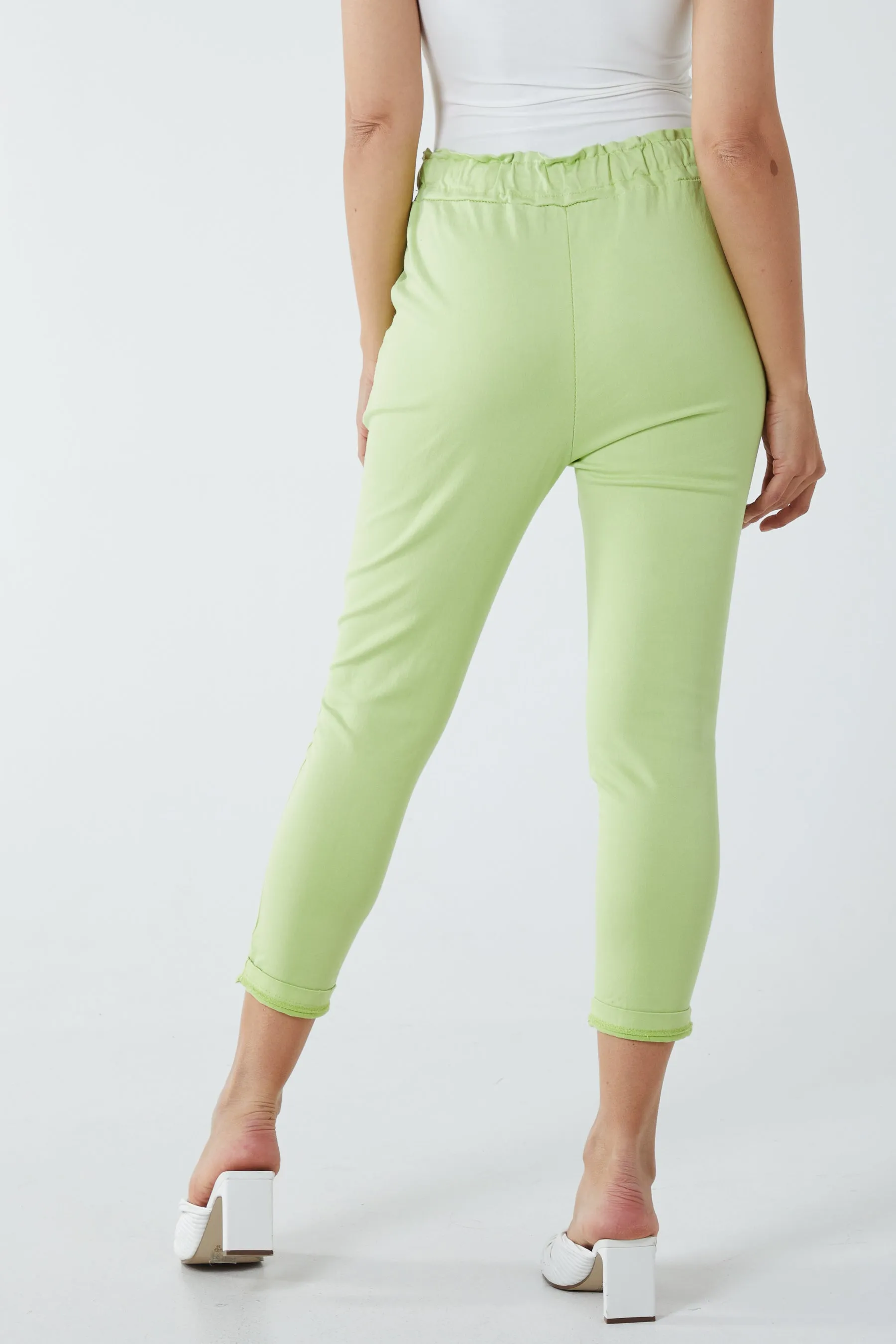 Glitter Drawstring Pocket Panel Trousers