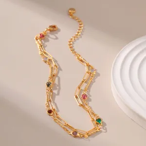 Gold Multilayer Simplicity Chain Brass Plated 18K Real Gold Anklet