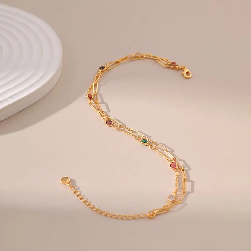 Gold Multilayer Simplicity Chain Brass Plated 18K Real Gold Anklet