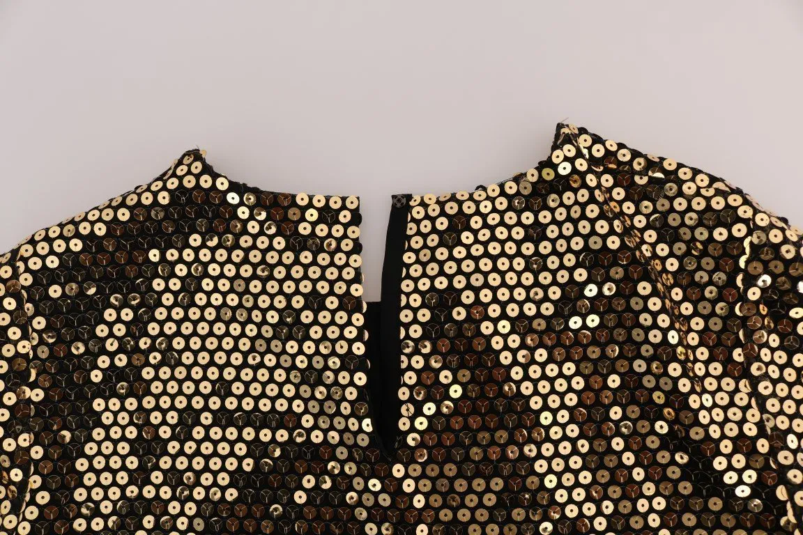 Gold Sequined Crewneck T-Shirt