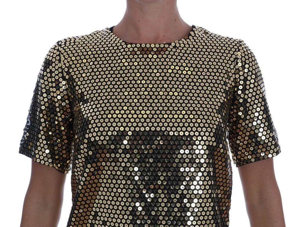 Gold Sequined Crewneck T-Shirt