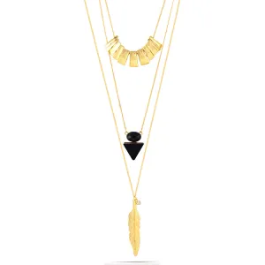 GOLD THREE LAYERED  NECKLACES #SWR-CP3320 (OB15)