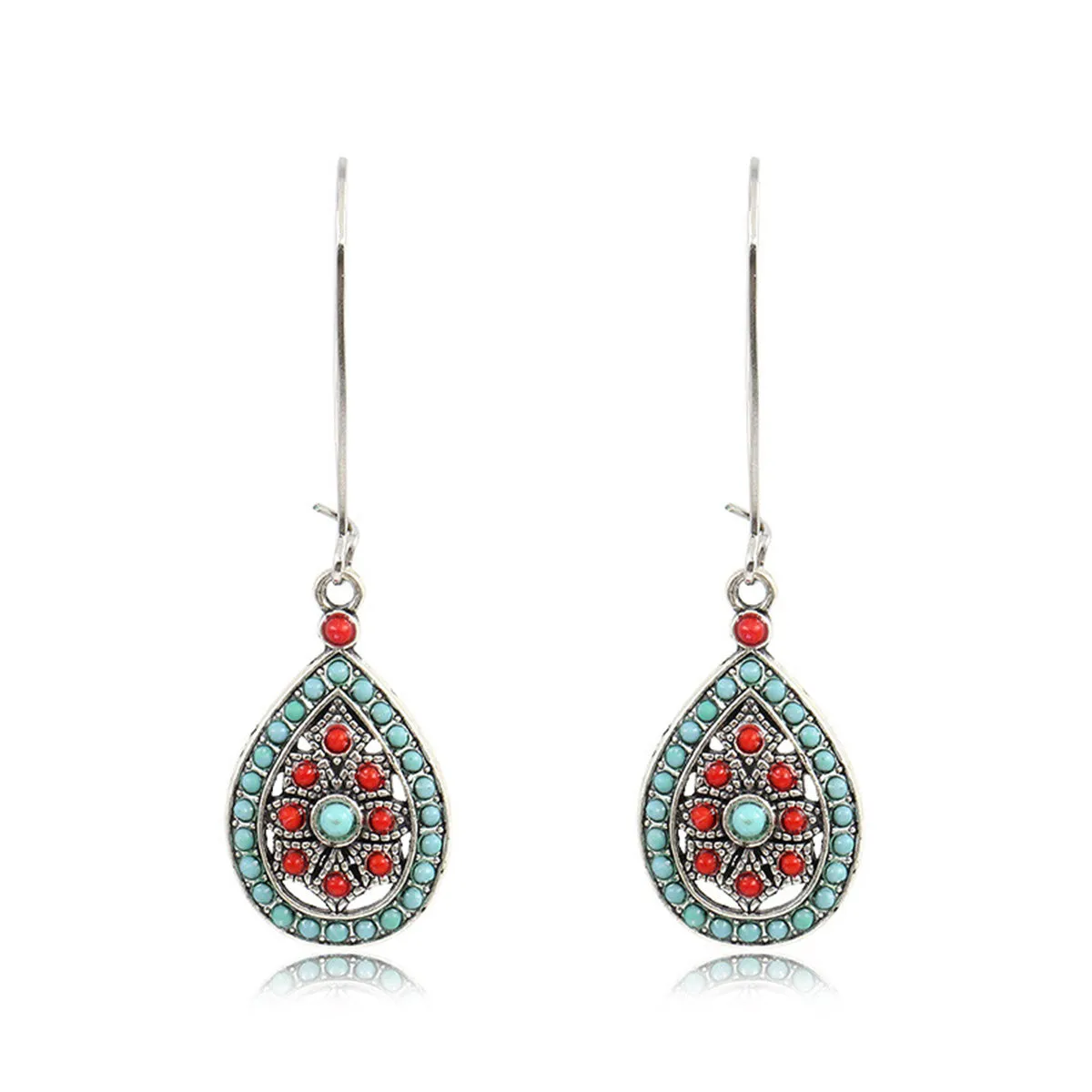 Green & Red Teardrop Earrings