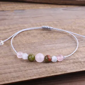 Green Quartz & White Beaded Adjustable Bracelet