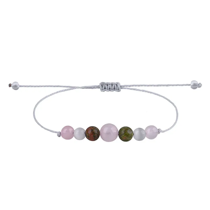Green Quartz & White Beaded Adjustable Bracelet