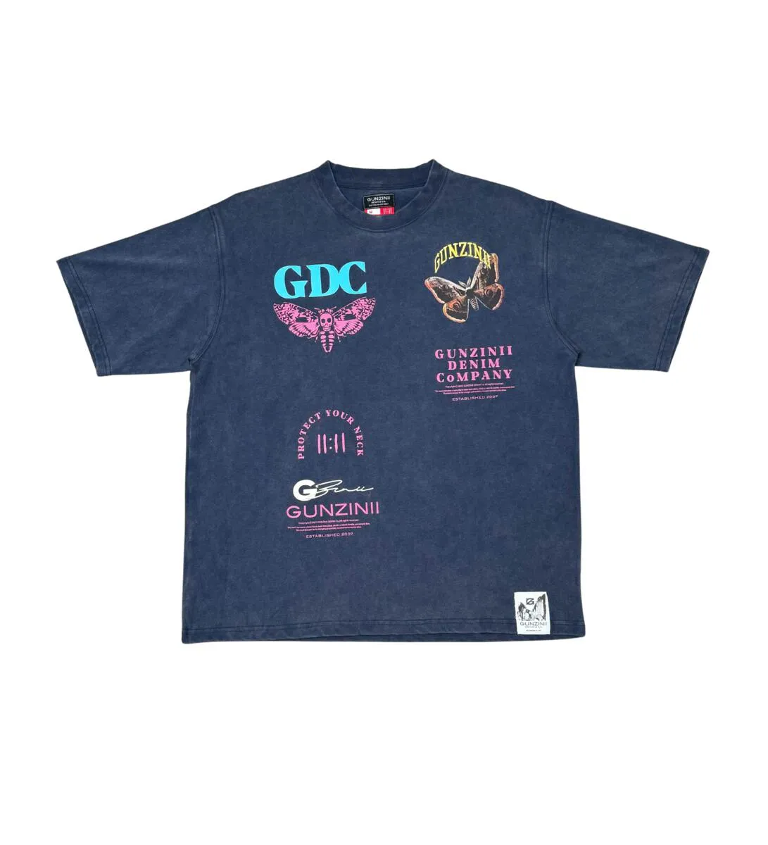 GUNZINII SKULL BUTTERFLY TEE (NAVY)