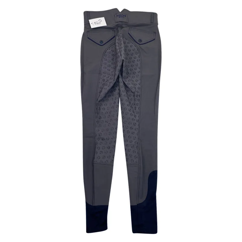 Halter Ego 'Perfection' Full Seat High Rise Breeches in Charcoal/Navy Piping - Women's 23/24