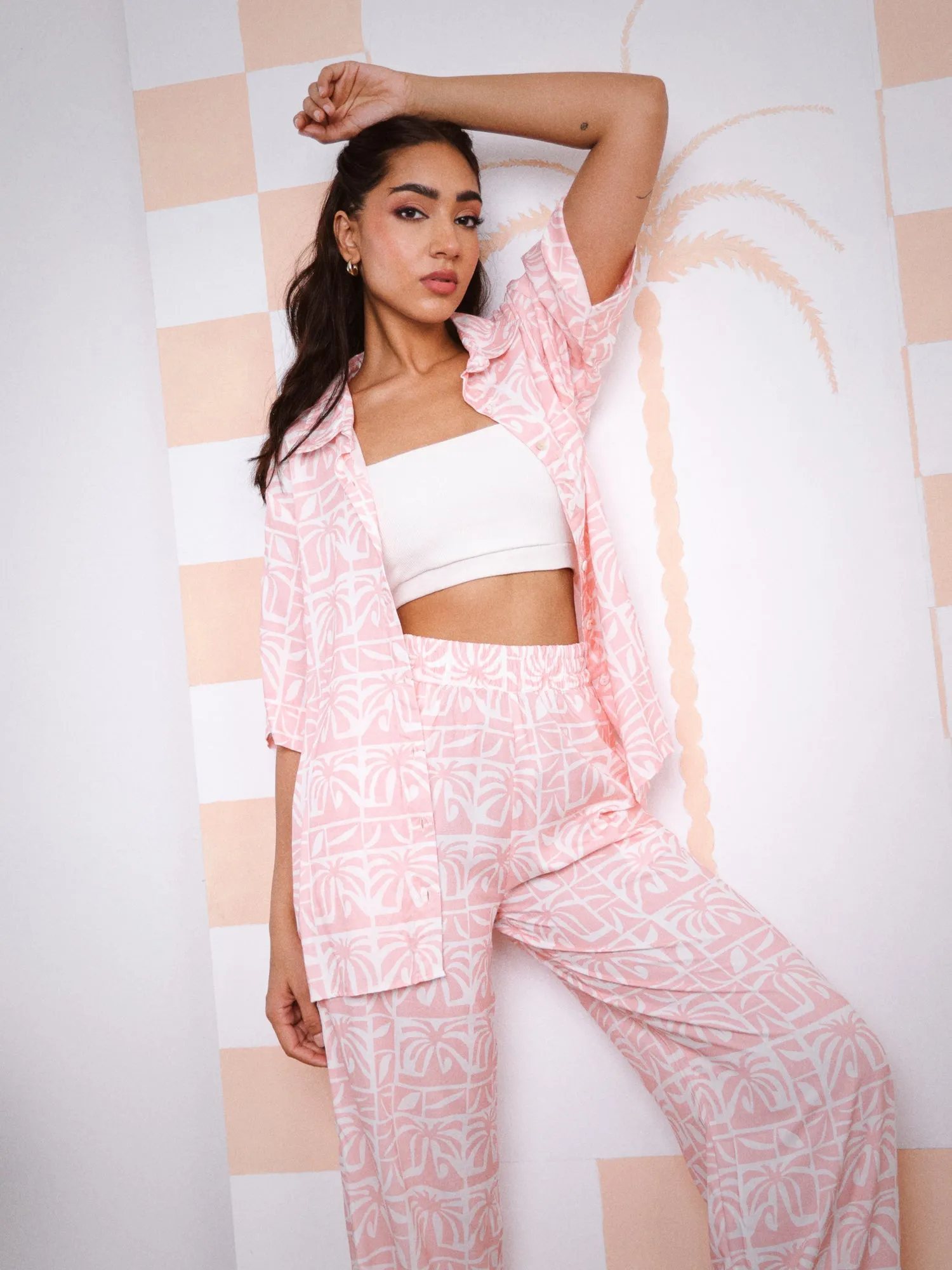 High Waist Elasticated Wide Leg Pant