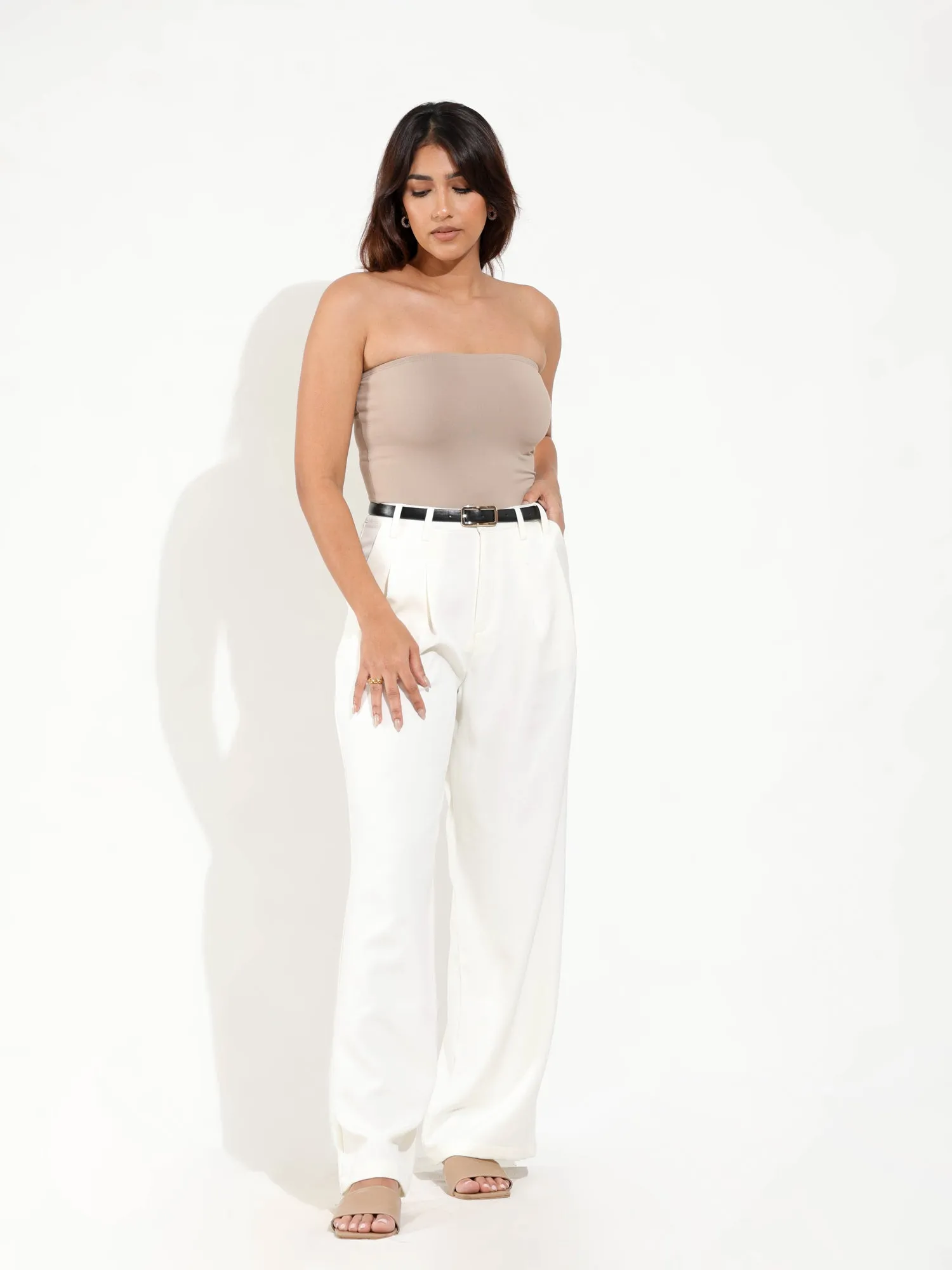 High Waist Front Pleated Wide Leg Pant