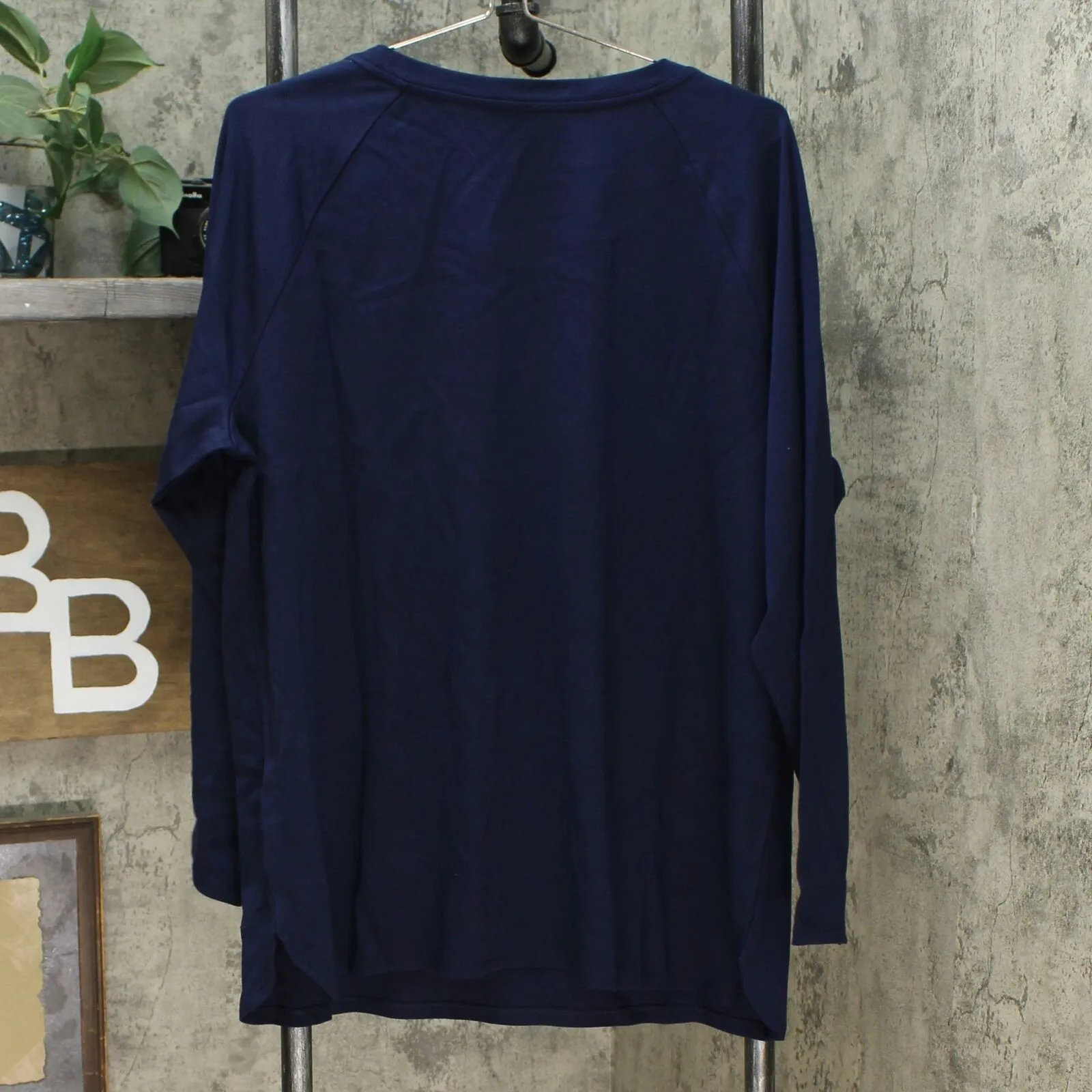 Isaac Mizrahi Live! Essentials Women's Pima Cotton Raglan Top Navy XL